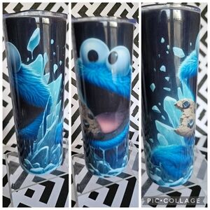 Blue and Black Cookie Monster Tumbler